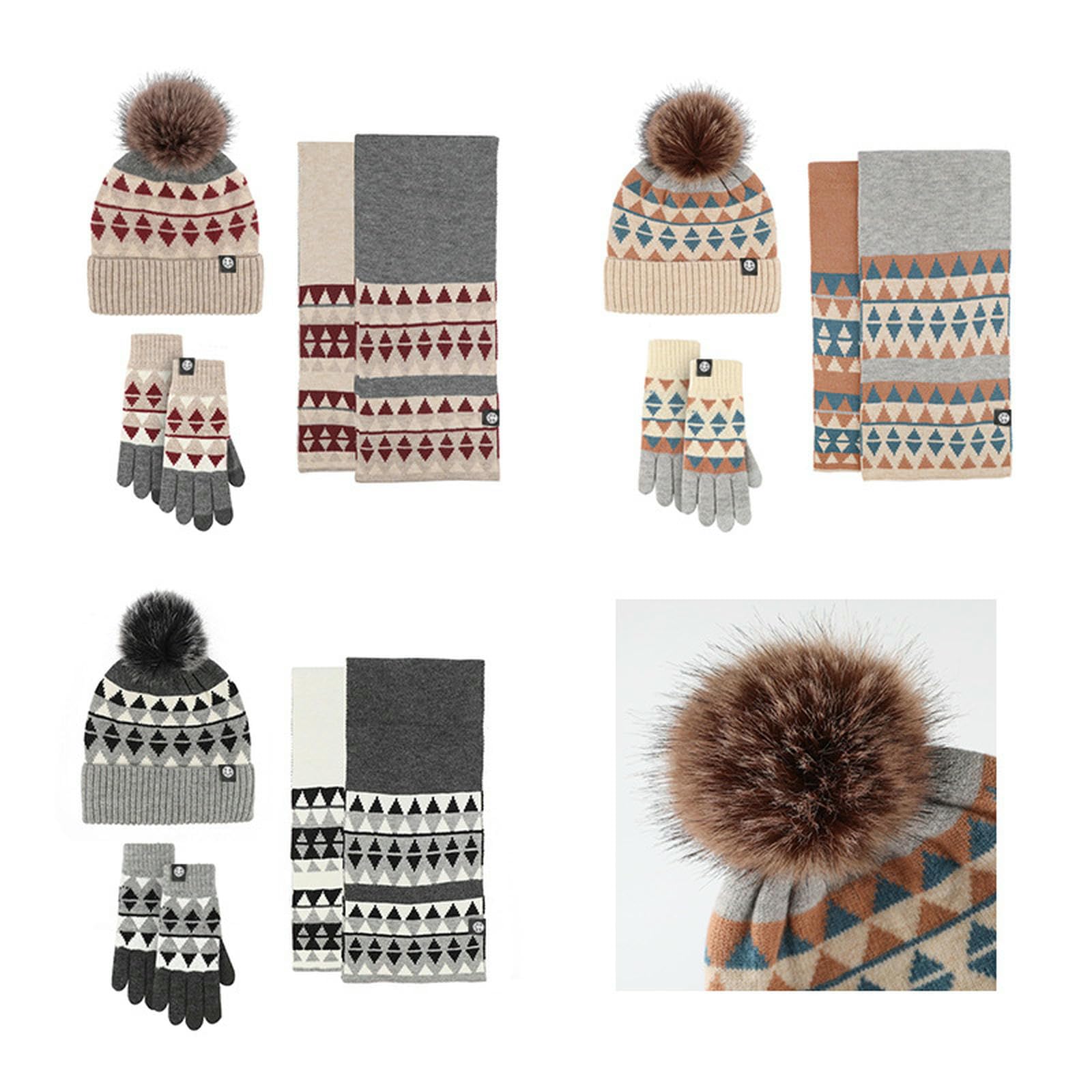Wintermütze Schal Handschuhe Set Gestrickte Winterhandschuhe, Schals, Mützen Und Wollsets Für Wärme Schutz Vor Kälte-hx319 Schwarz