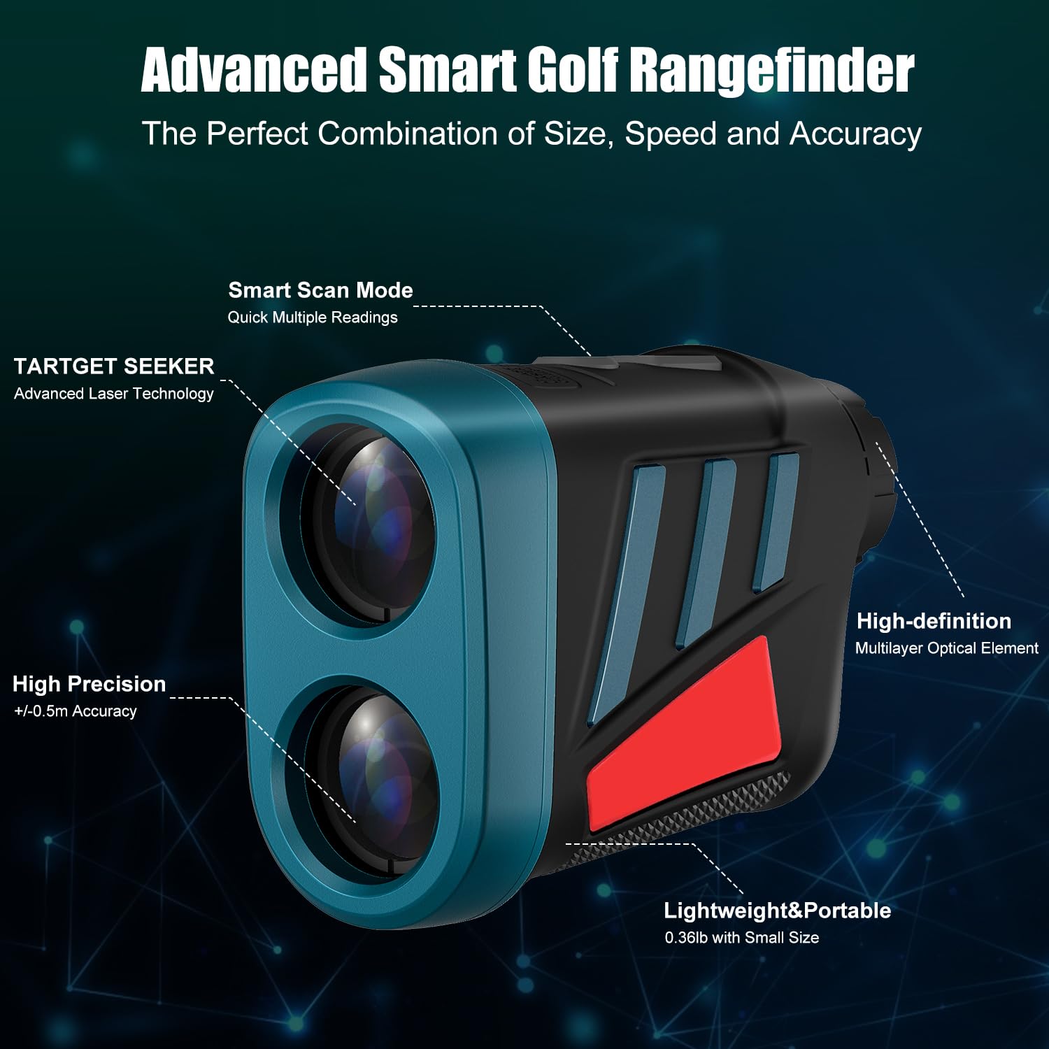 Telemetro Laser Golf, DT600 Telescopio Monoculare Ingrandimento 6x22mm, fino a 656yd / 600m, Misura la Velocità/Distanza/Angolo, Spegnimento Automatico, adatto a Golf Caccia Escursioni ecc.