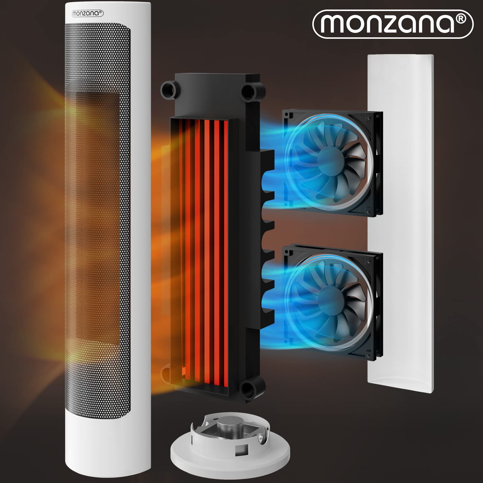 MONZANA Keramik Heizlüfter 2000W 4 Betriebsmodi 15-35°C Oszillation Timer Fernbedienung Elektroheizung weiss