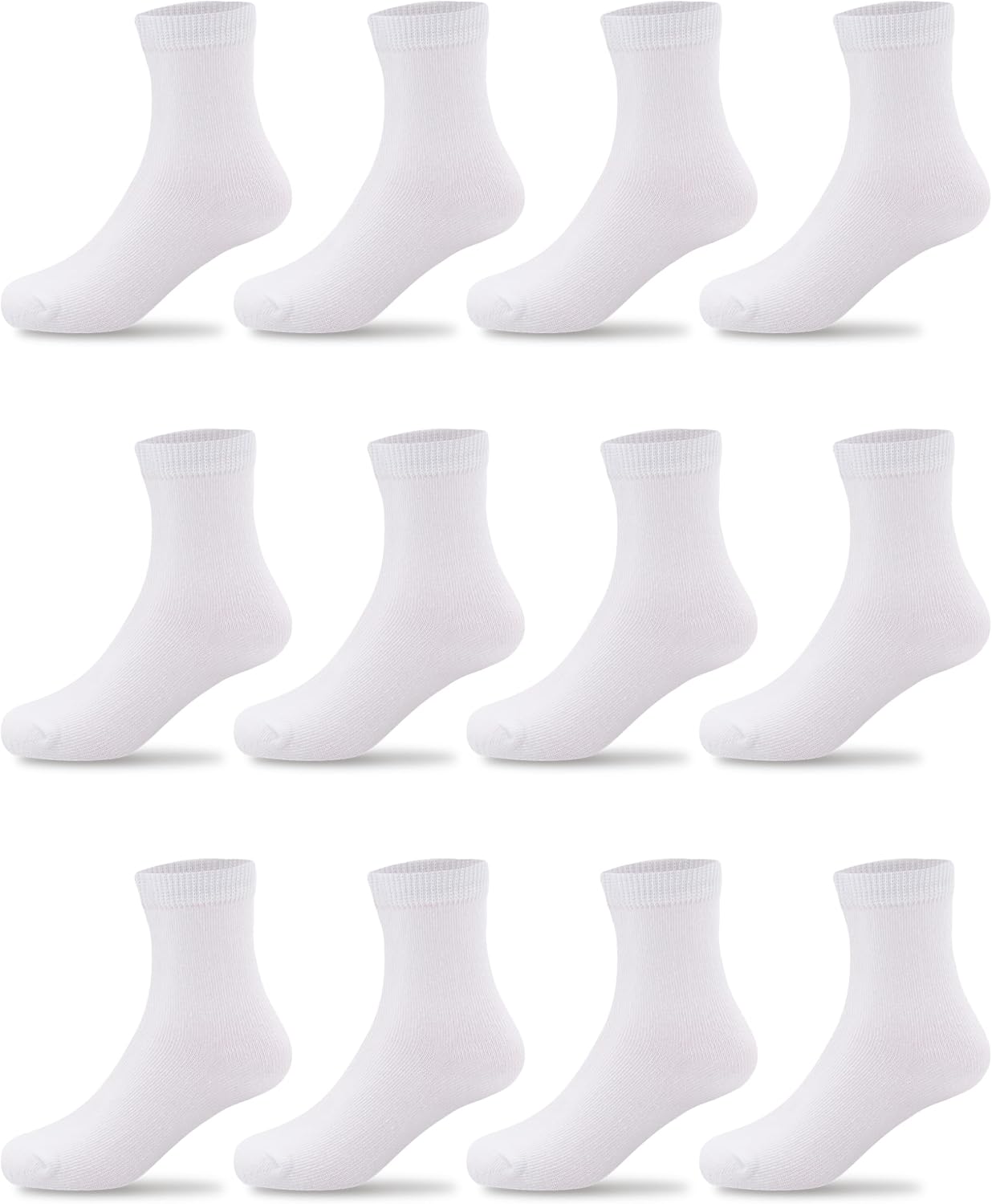 Duufin 12 Pairs Kids Socks Boys Girls Youth Mid Calf Casual Athletic School Dress Crew Socks for Boys Girls 2-15 Years