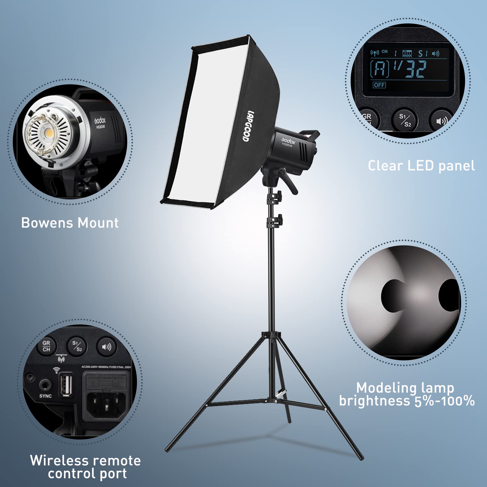 Amazon | Godox MS300V ストロボ フラッシュ スタジオ ライト撮影