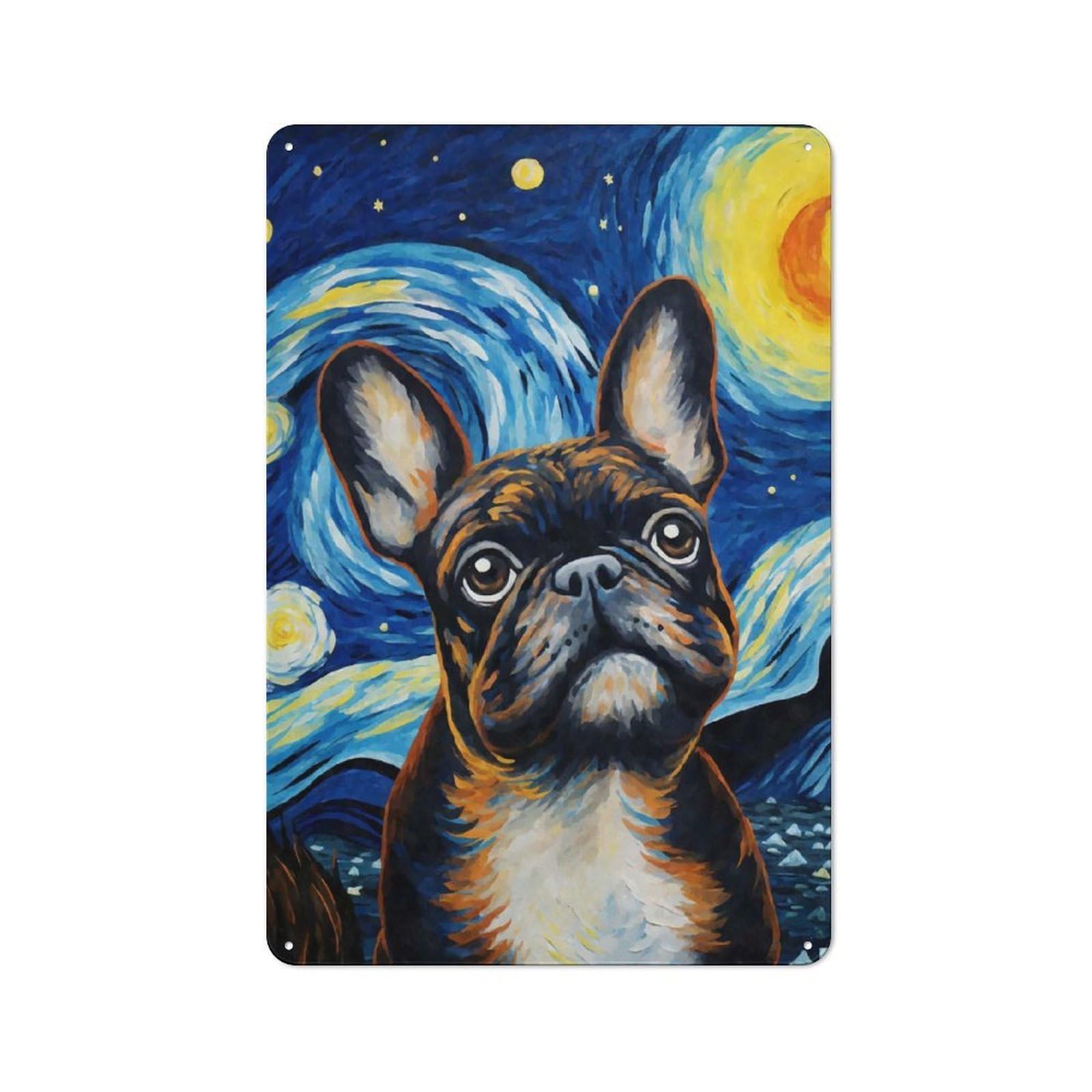 Junmoney Style-21 French Bulldog Night Retro Metal Sign 30X20cm For Garage Or Workshop, With Clear Retro Wall Decor Character