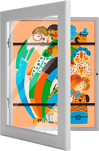 WUIRCCX Marco de arte infantil de 8.5 x 11 pulgadas, apertura frontal con vidrio HD, exhibición de arte horizontal y vertical para niños, fotos,