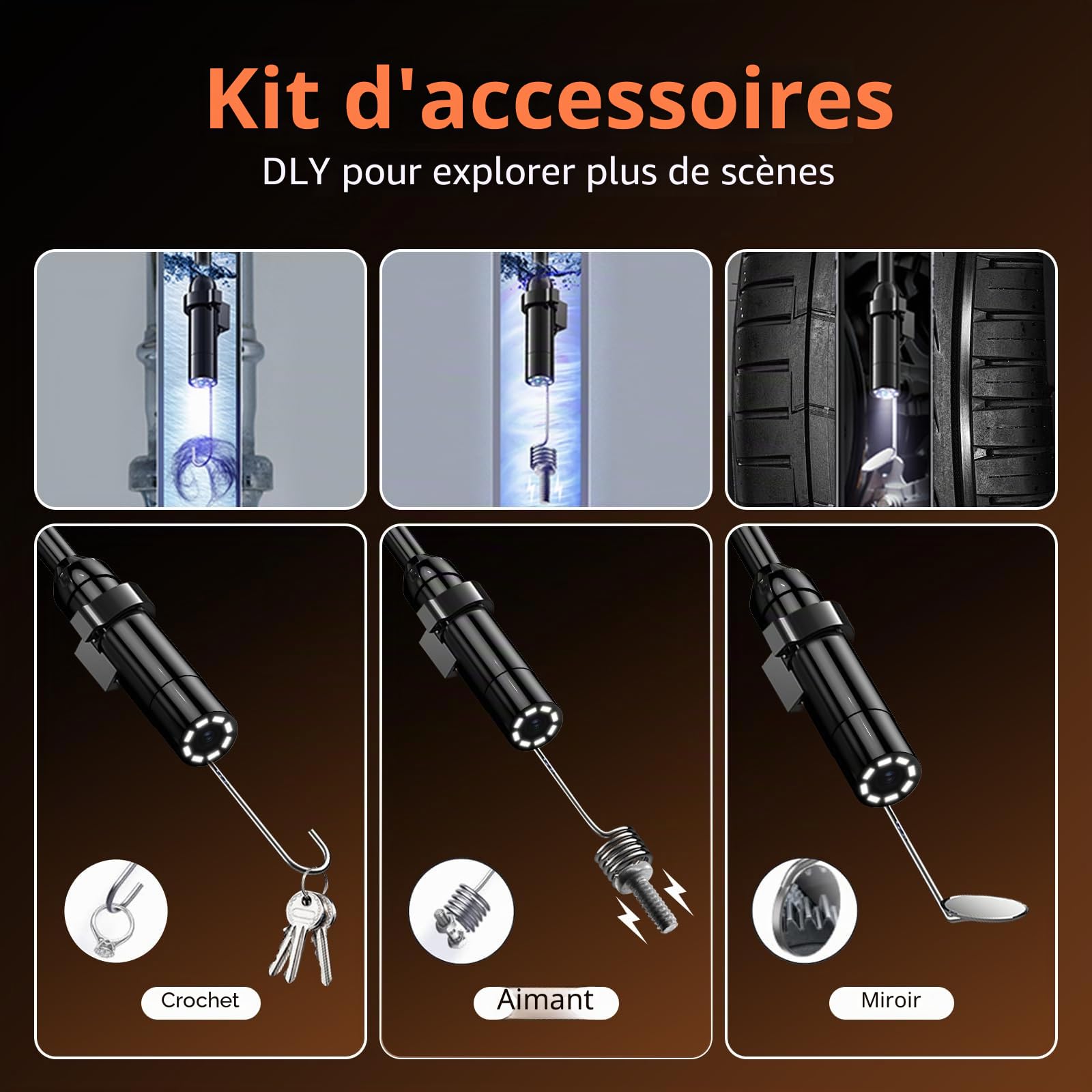 Caméra Endoscopique 10M, Hopefox 1080P HD Ecran IPS 4,3 Pouces Endoscope Camera, IP67 Caméra Inspection Canalisation, Câble Semi-Rigide, 8 LED Réglables, Gadget pour Mécanique Auto/Plomberie