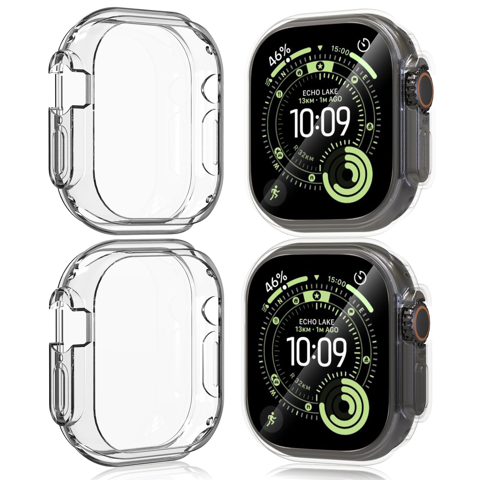 Manlyee 4 Stück Schutzhülle mit Displayschutz Kompatibel mit Apple Watch Ultra 3 / Ultra 2 / Ultra 49mm