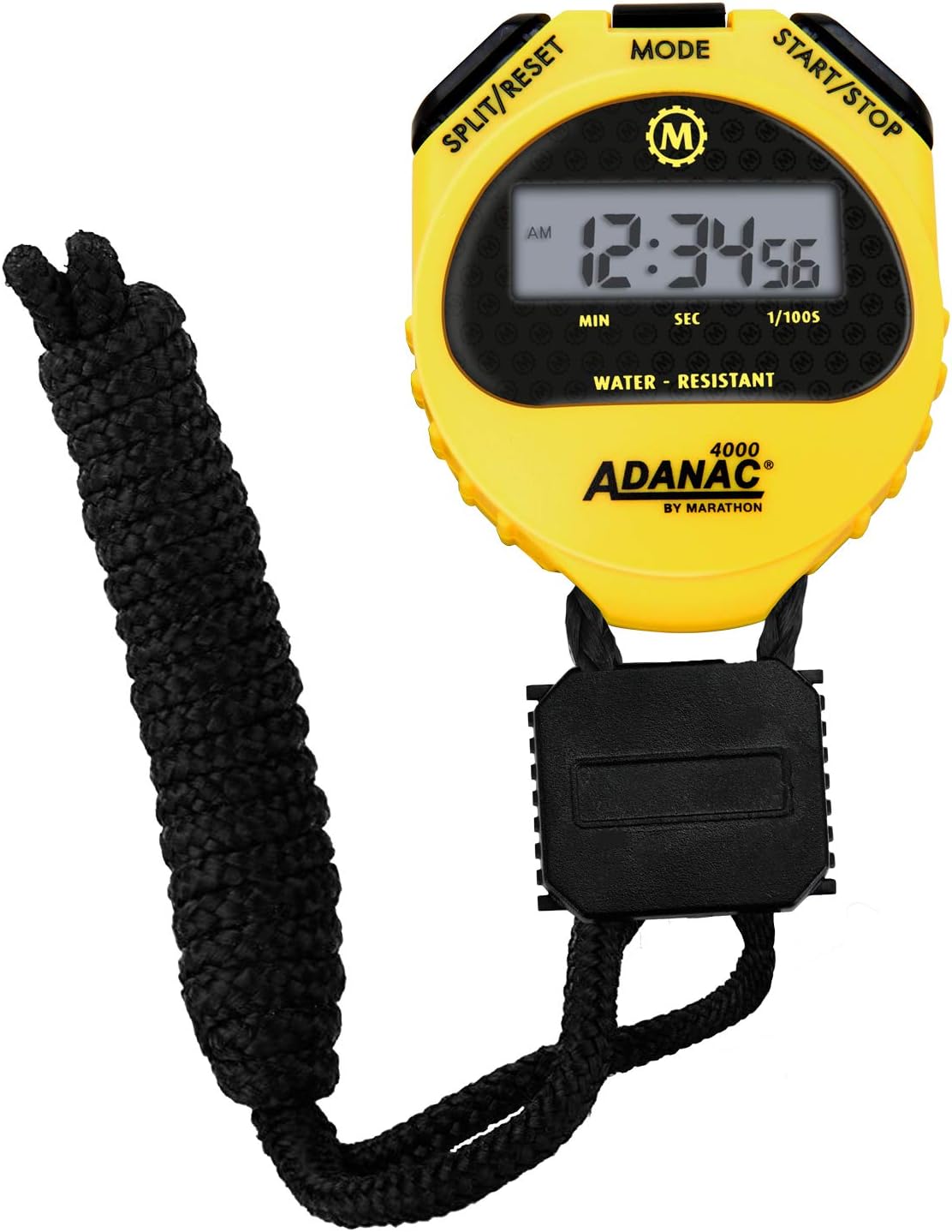 MARATHON ST083009 Adanac 4000 Digital Stopwatch Timer with Extra Large Display and Buttons, Water Resistant, Two Year Warranty - Yellow