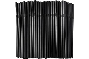 ALINK 500 Pack Black Flexible Drinking Straws
