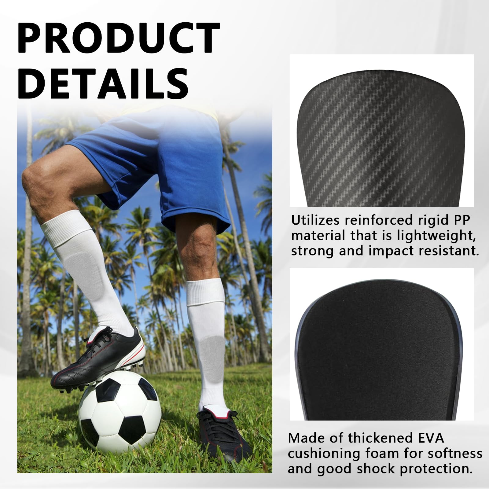 TNEDFOD 2 Paia di Mini Parastinchi, Parastinchi da calcio 9,5x6cm Calcio Shin Pads, con Alta Resistenza Agli urti per Bambini, Giovani, Adulti Attrezzature di Protezione Parastinchi Nero, Bianco