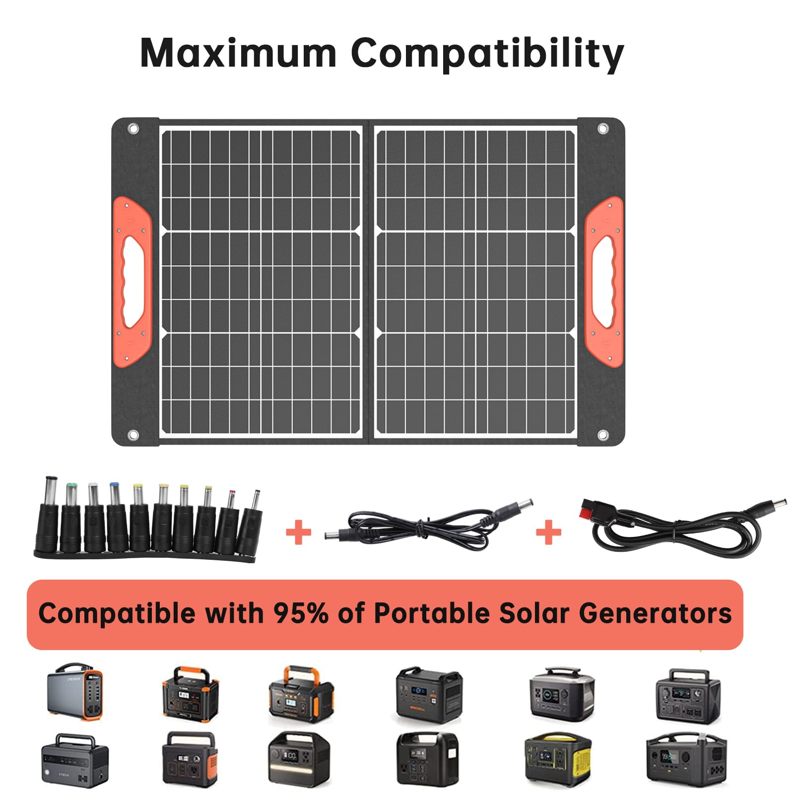 Rosaking 60W Cargador Solar Portátil, USB C+A + DC Panel Solar Plegable para Jardín, Balcón, Camping,para Generador Portátil, Pesca,Smartphone, GoPro,Portátiles