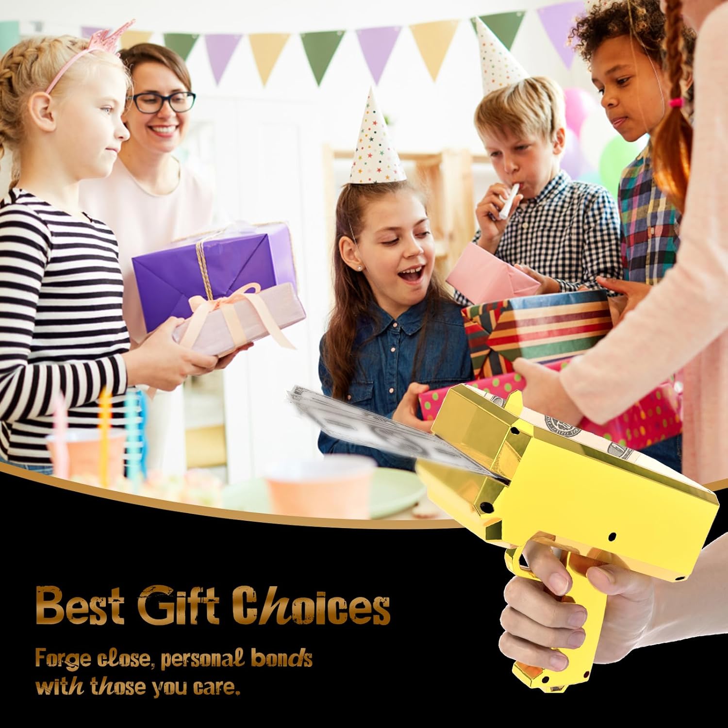 Money Gun Shooter – RUVINCE Gold Money Gun for Movies That Look Real, Prop Gun Make it Rain, Handheld Cash Gun for Game Movies Party - Image 4