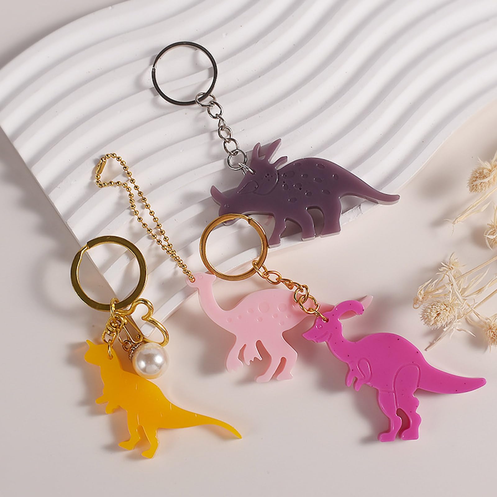 SLXLYH Stampi in silicone, portachiavi a forma di dinosauro, stampo in silicone per collana e ciondolo per gioielli fai da te con ciondolo a forma di dinosauro (2 pezzi