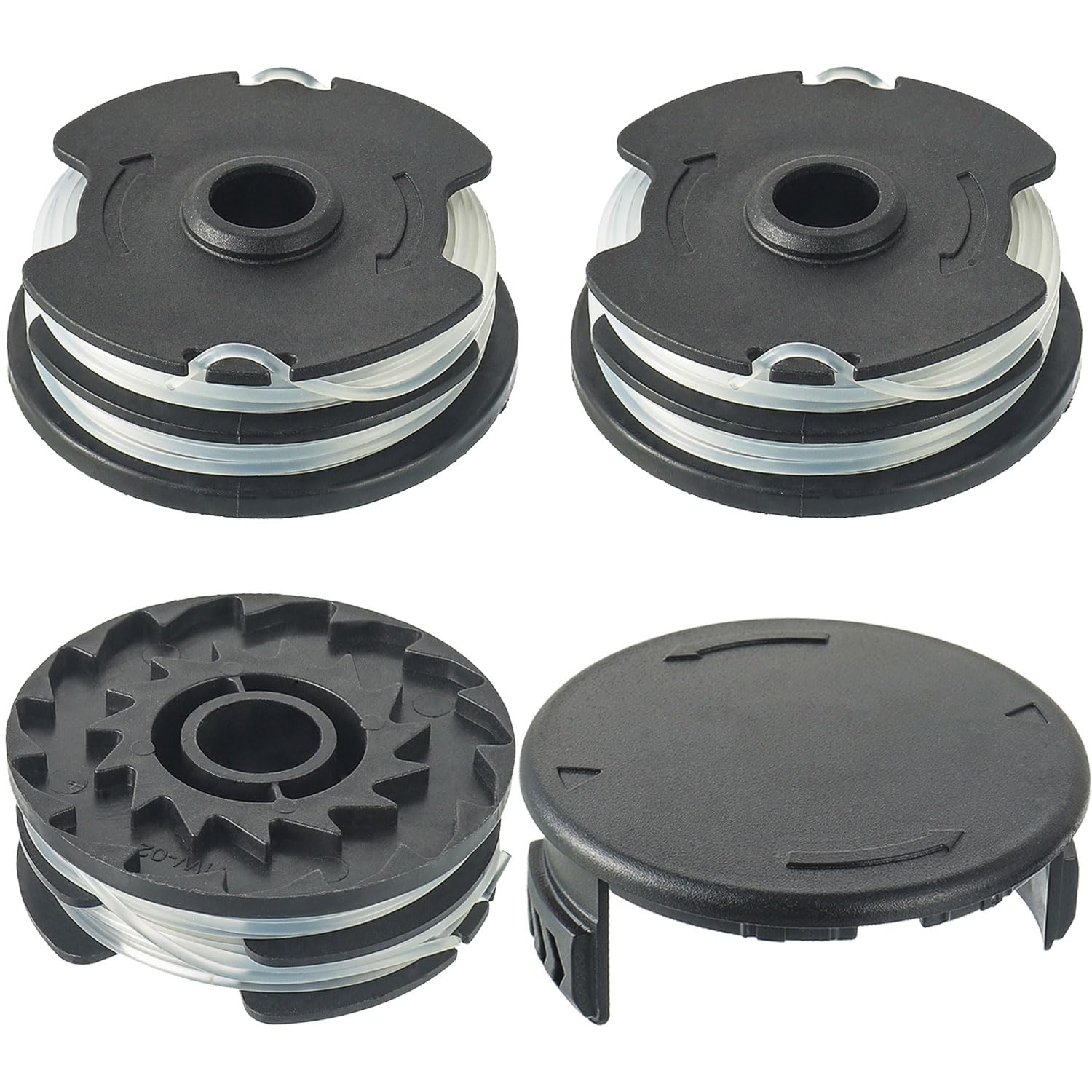 EPLZON Replacement Spool and Spool Cover, Compatible with Parkside LIDL PRT 550 A1, B2, C3; PRTA 20-Li C3 Replacement Parts Edge Cutter (3 Replacement Spool + 1 Spool Cover)