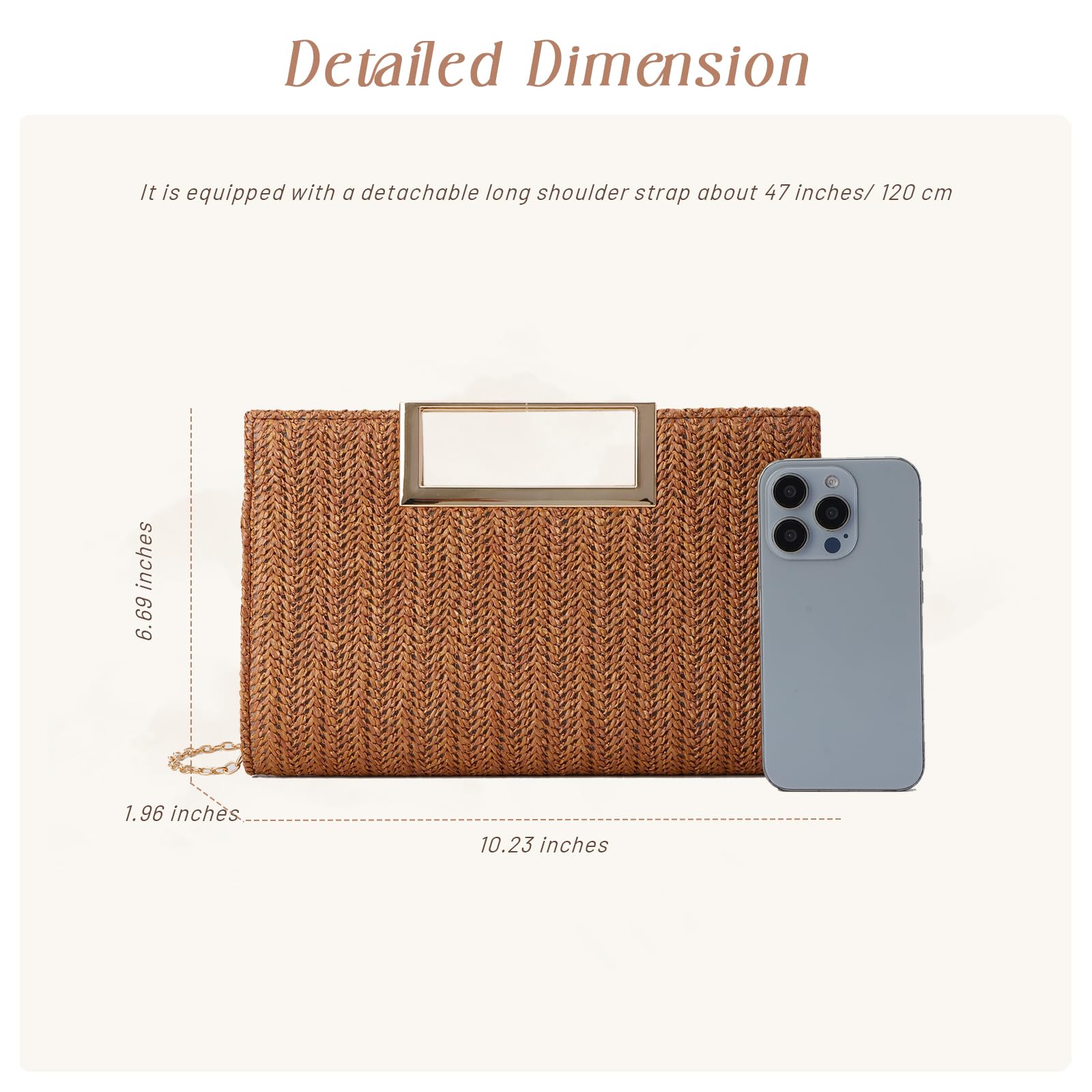 GOKTOW Straw Clutch Top Handbags Raffia Bag Purse Woven Tote CrossBag for Women Beach Summer Travel 2025,Brown