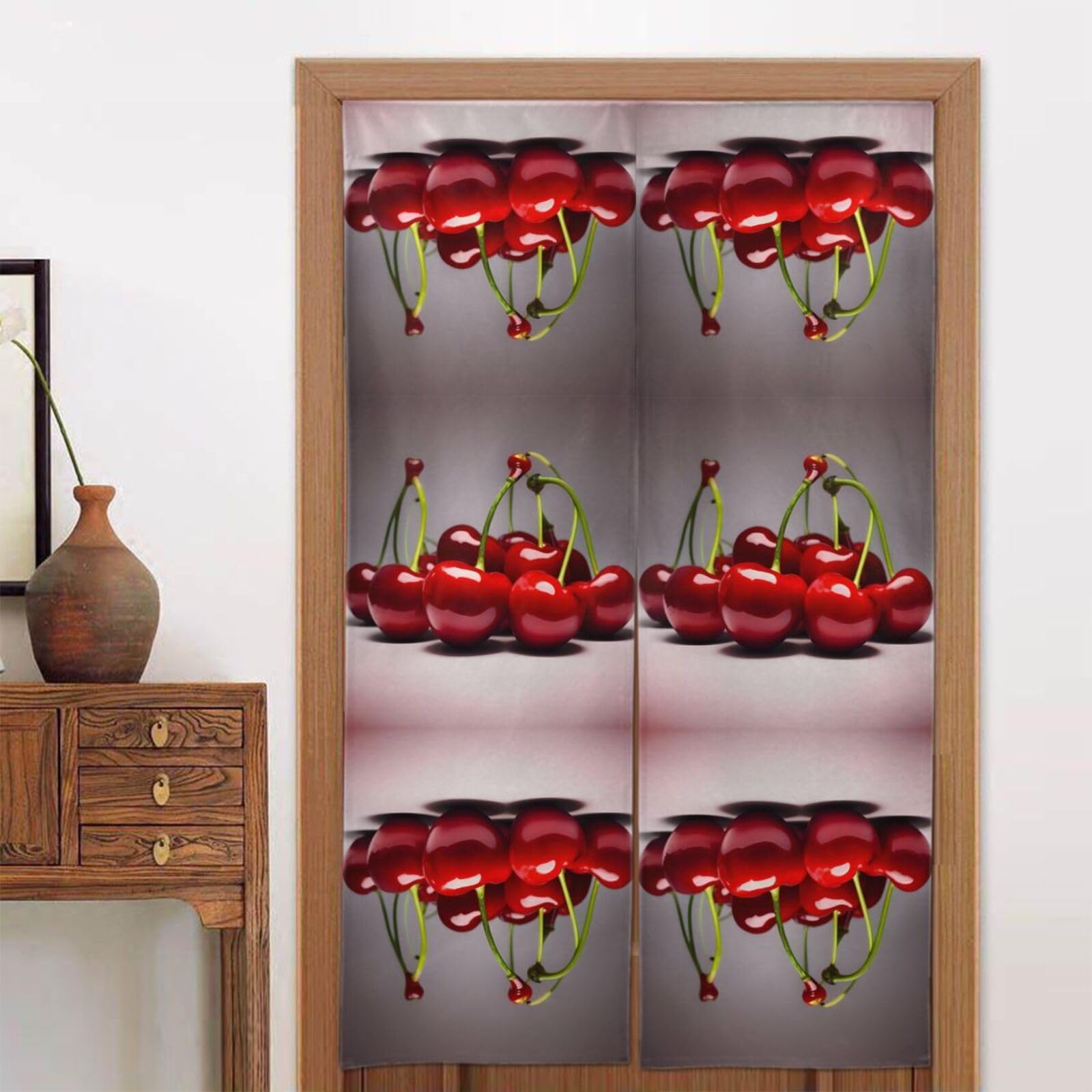 CNTDBU Chilean cherries Door Curtain 34x56 Inch-Room Divider Panel for Privacy, Entryway Screen for Kitchen Bedroom
