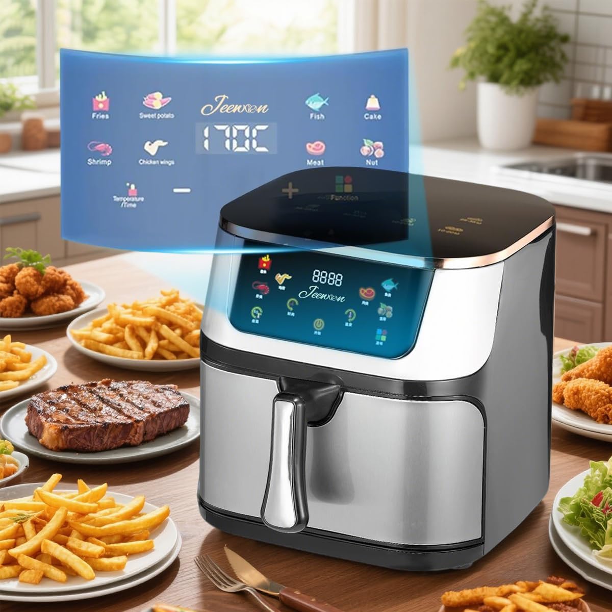 مقلاة هوائية ذكية من الفولاذ المقاوم للصدأ وبتحكم بدرجة الحرار... - view 3