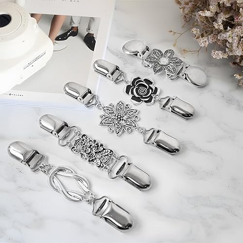 Miniatura 4 de J.CARP Dress Clips Sweater Clips Shawl Clips for Women, Vintage Cardigan Clip, Girls Brooch Clips for Clothing Pack of Four