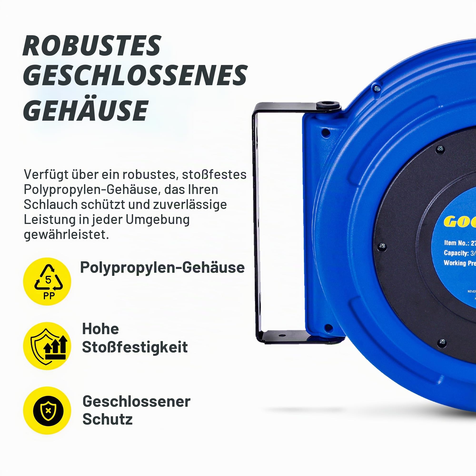 Goodyear retractable air compressor/wasserschlauchtrommel, max. 300psi (3/8 „x 65 ft) hybrid polymer-schlauch