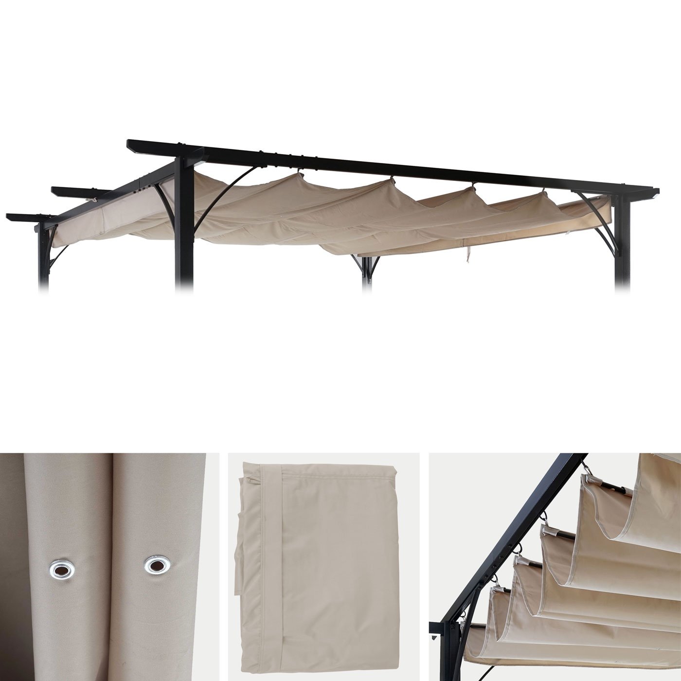Ersatzbezug 320x250cm für Dach Pergola Pavillon HWC-C42 3x3m - Creme