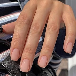 24 Stück Nude Press on Nails kurz, Square Nägel zum Aufkleben Acryl, Nude Rosa Künstliche Fingernägel Zum Aufkleben, Falsche Nägel Mit Voller Deckkraft, Fake Nail für Frauen Maniküre DIY