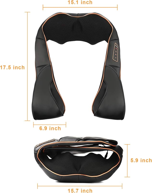TRIDUCNA Nyak- és Vállmasszírozó Párna - Shiatsu Masszázs Hőfunkcióval, 3D Forgó Fejekkel, 3 Sebességgel - Otthoni, Irodai és Autós Használa