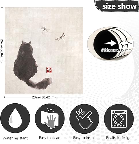 Miniatura 4 de Panel de cubierta para lavavajillas, diseño retro negro esponjoso de gato, calcomanía para nevera, microondas, refrigerador, decoración