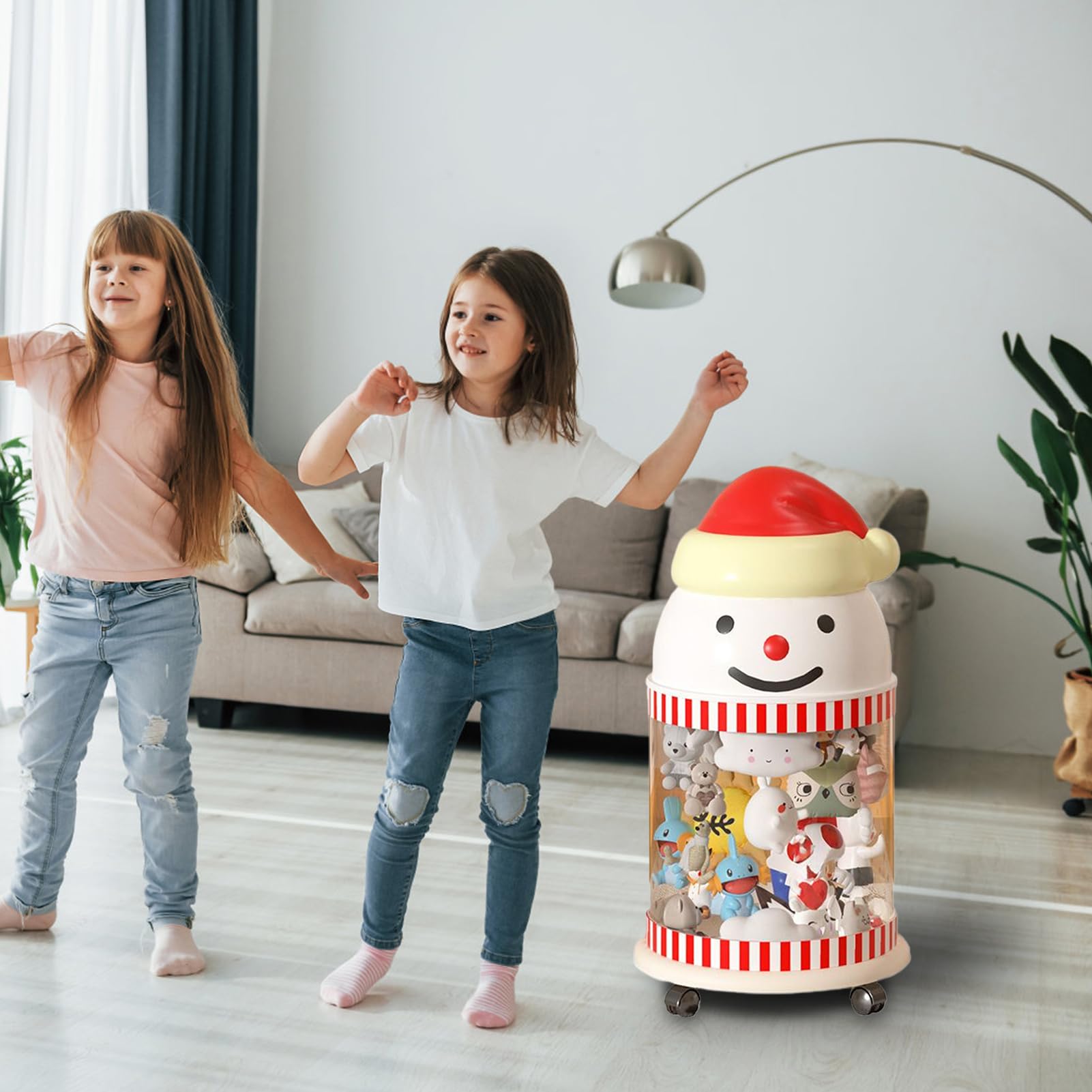 Organizer do przechowywania – przezroczysta rurka do przechowywania | kosz do przechowywania bałwanów dla wypchanych zwierząt dla dzieci, funkcje kółek, uroczy design, przyjazny dla