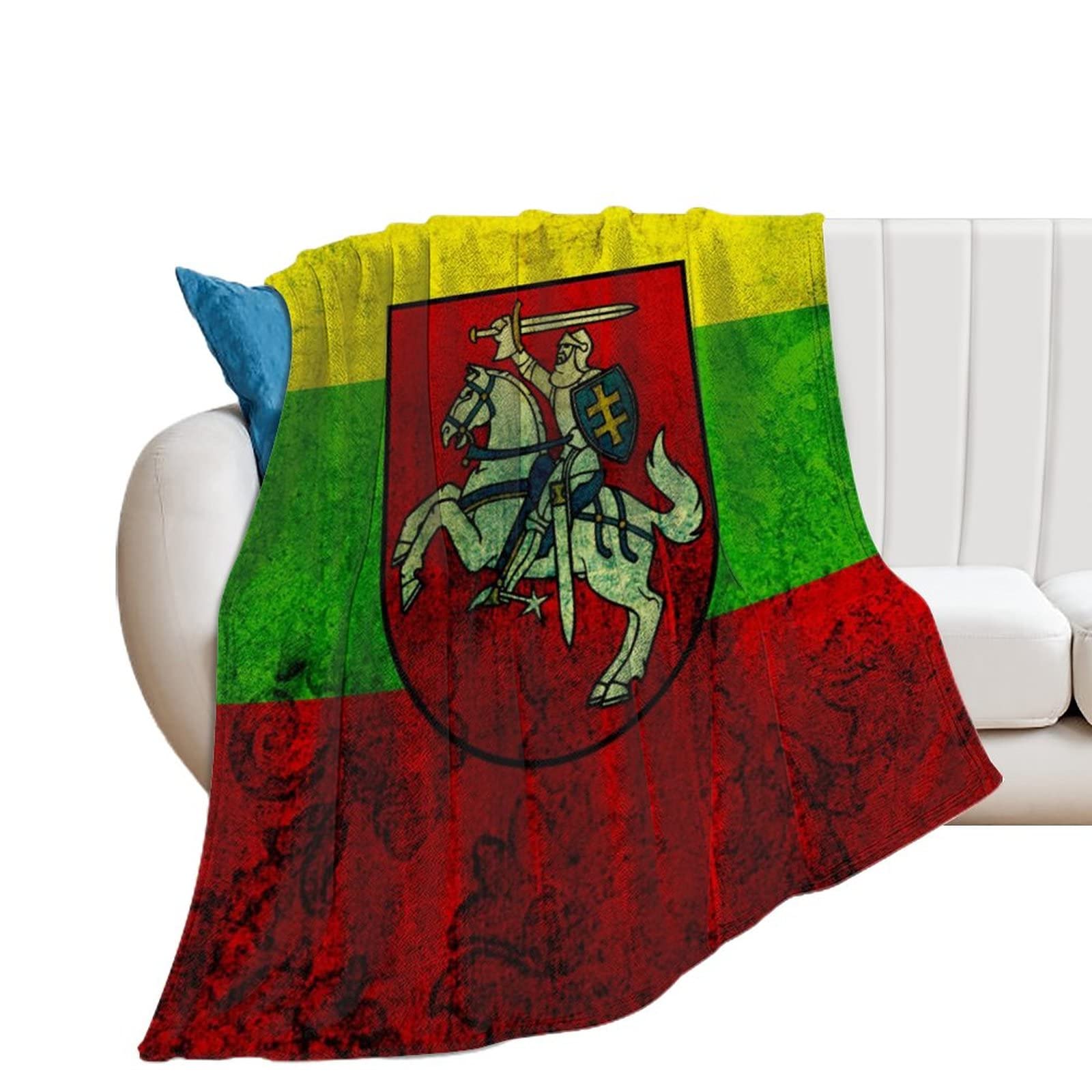 Lithuanian Flag Flannel Throw Blanket Soft Cozy Plush Bed Blanket for Couch Sofa Bedroom 50"x40"