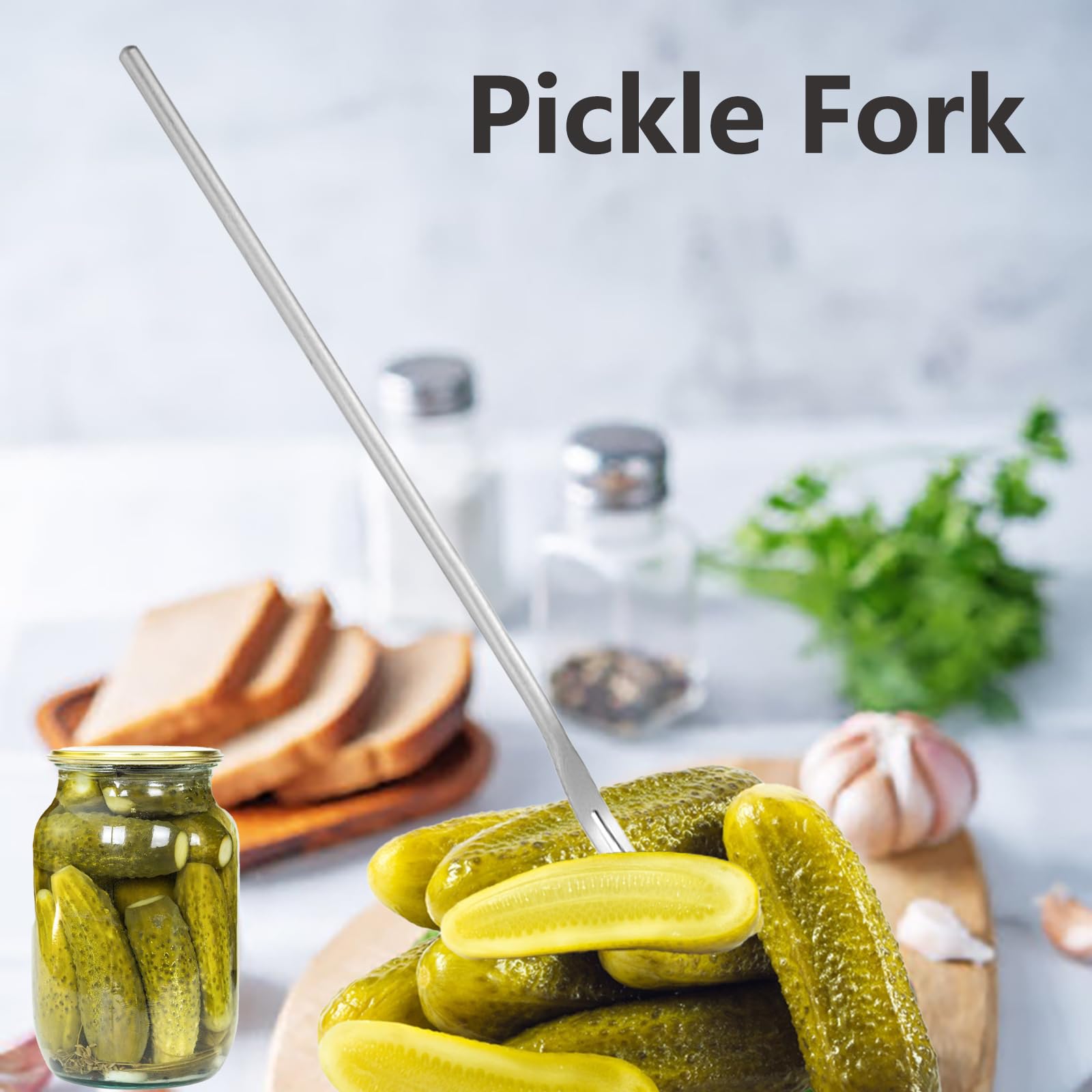3 PCS Pickle Fork, Pickle Forks for the Jar, Stainless Steel Long Handle Olive Fork Tool, Food Picker for Pickle — Amazon image 3