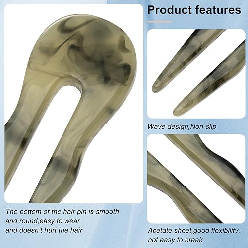 Miniatura 3 de OIIKI Horquillas para el cabello, 2 horquillas para cabello grueso y largo, 2 piezas, horquillas en forma de U para moños, horquillas francesas