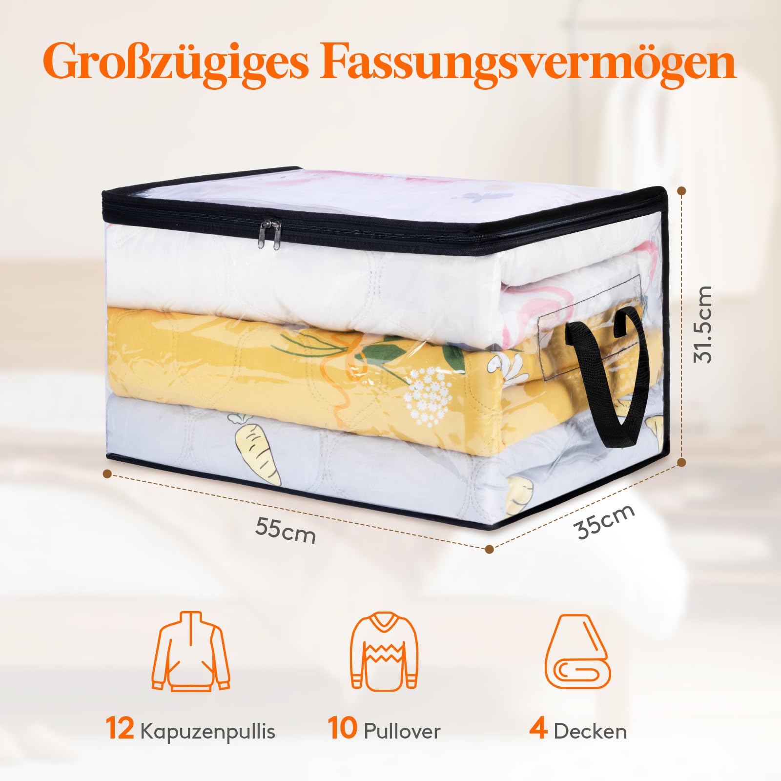 Lifewit 8er Pack Transparente Plastik Aufbewahrungstasche, 60L
