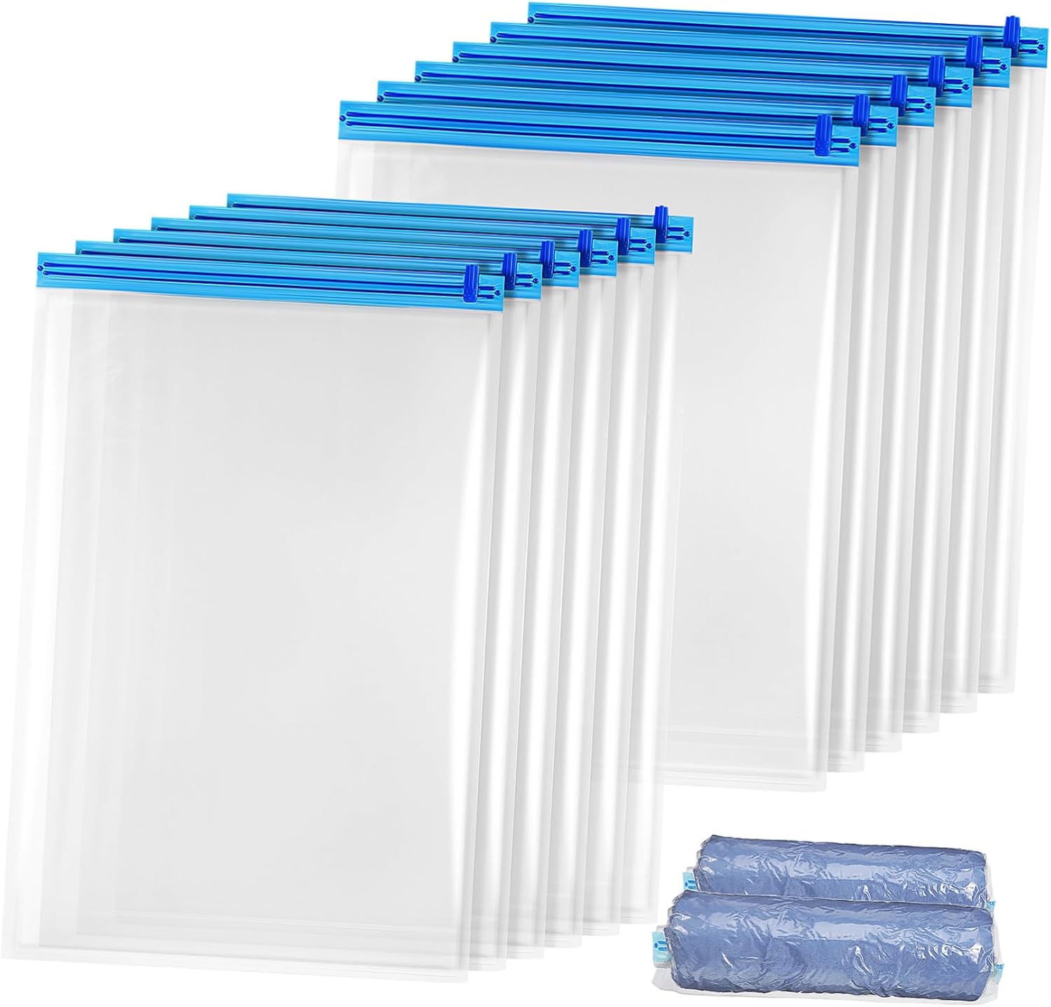 12 Pcs Compression Storage Bag Storage Bags Suitcases Sealer Automatic Vacuum Storage Compressor Travel Organizer Sealed Vacuum Bags Luggage Scale Zip Canister Hand Bags Blue