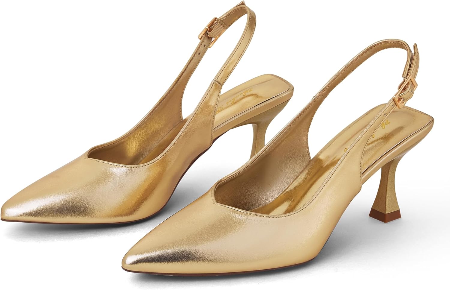 Elisabet Tang Women's Kitten Heel Slingback Low Pumps 3 Inches Stiletto Pointed Closed Toe Elegant Dressy Bridal Wedding Party Shoes - Image 3