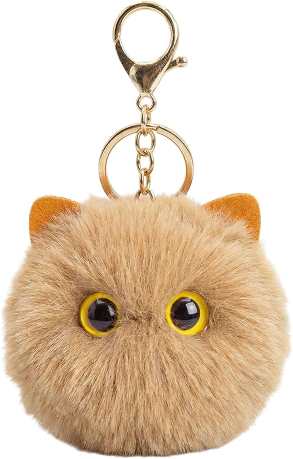 Cute Pink Cat Plush Keychain - Kawaii Pink Kitten Pom Pom Bag Charm, Sweet Keychain for Backpack Purse, Gift for Girls Women