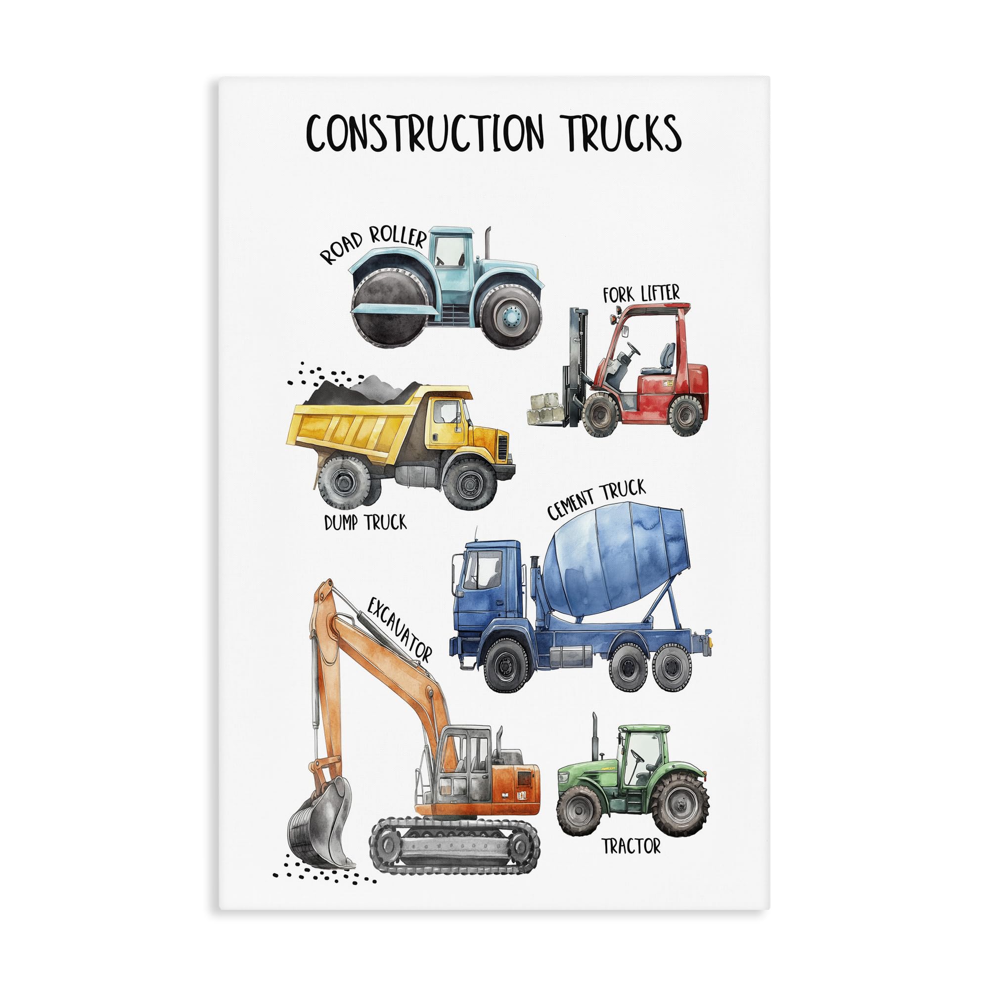Stupell Industries Unframed Utility Trucks Construction, 24 X 36 Inch Canvas Wall Art