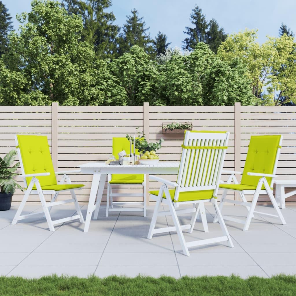 4er Set Gartenstuhlauflagen für Hochlehner, Knallgrün, 120x50x3 cm Sitzauflagen aus Polyester mit Schaumstoff-Füllung für Gartenstühle, Hochlehner-Stuhlkissen Set