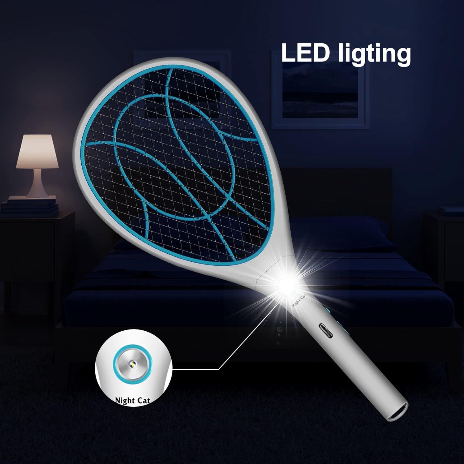 Night Cat Electric Fly Swatter LED light function