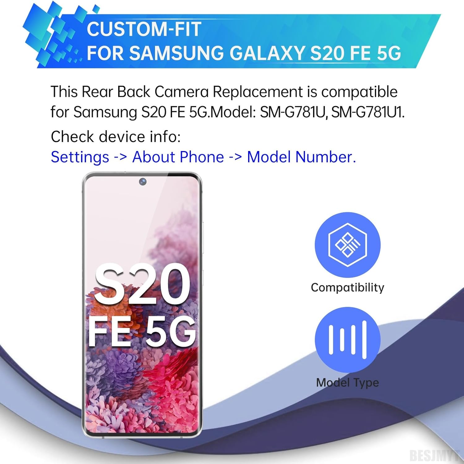 for Samsung Galaxy S20 FE 5G Back Camera Replacement Rear Main Camera Module Part Repair for Samsung s20fe 5g SM-G781U SM-G781U1