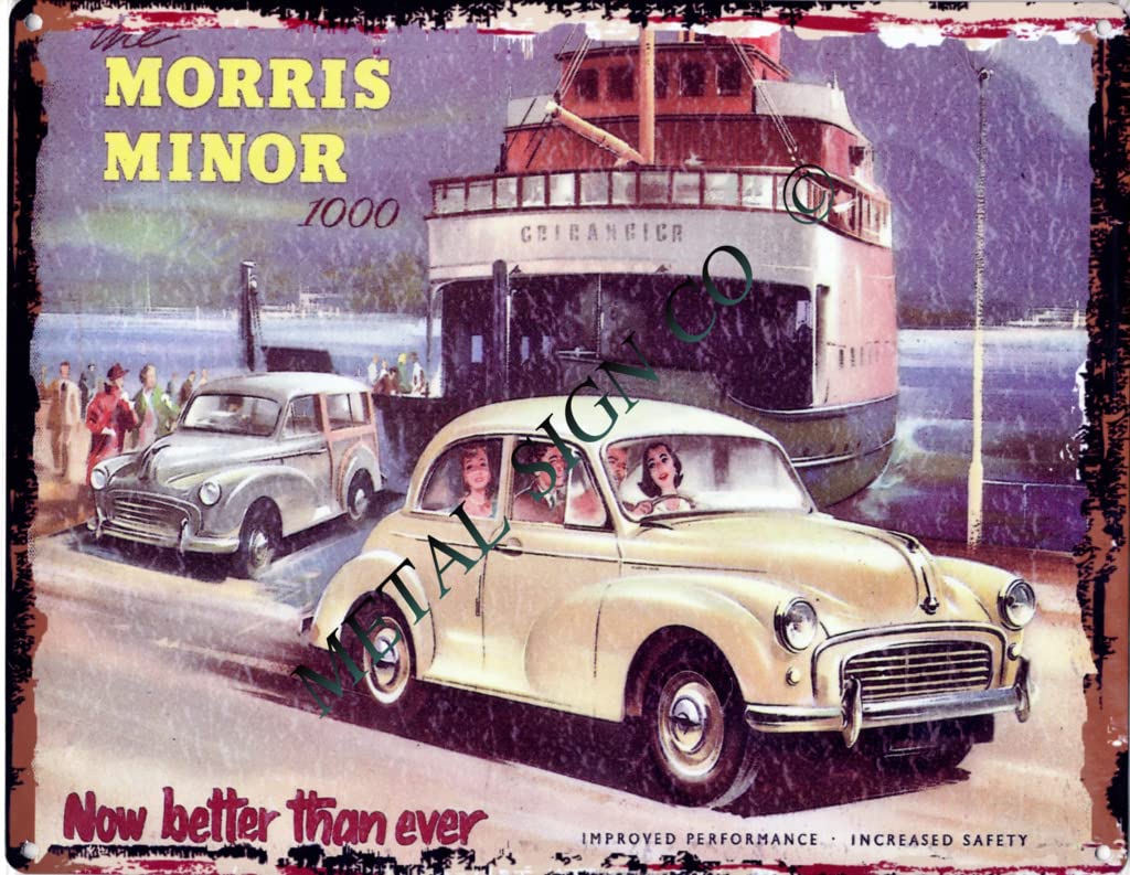 small MORRIS MINOR 1000 METAL WALL SIGN 15x20cm RETRO VINTAGE STYLE tin wall art shed workshop garage classic cars