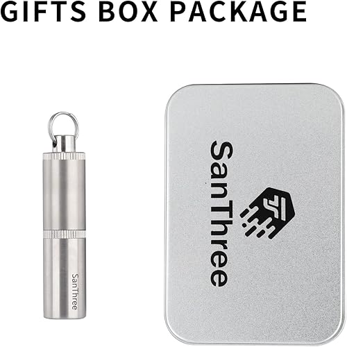 Miniatura 7 de SanThree Llavero de titanio puro para pastillas, portátil, pequeño, 2 compartimentos, pastillero, para viajes al aire libre, bolsillo de emergencia