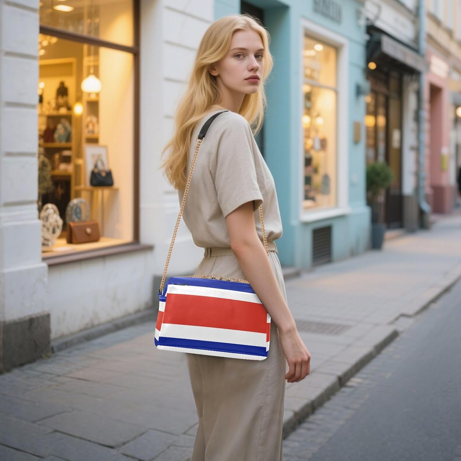Crossbody Small Bag For Women Vegan Leather Flag Costa Rica Cross Body Purse Zip Shoulder Hand Bags