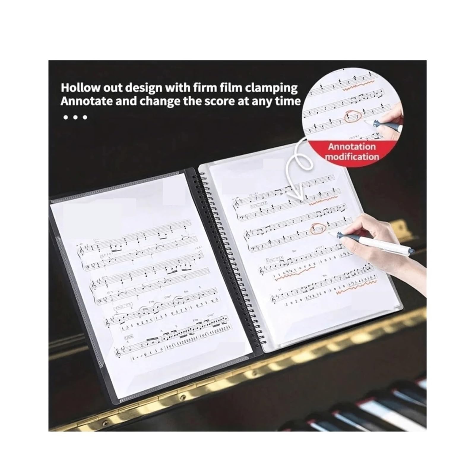 Carpeta partituras Carpeta de Partituras, for Músicos, Banda, Tamaño Carta A4, Fundas 30/60, Doble Cara o Escritura en Páginas Expuestas(White20 pages)