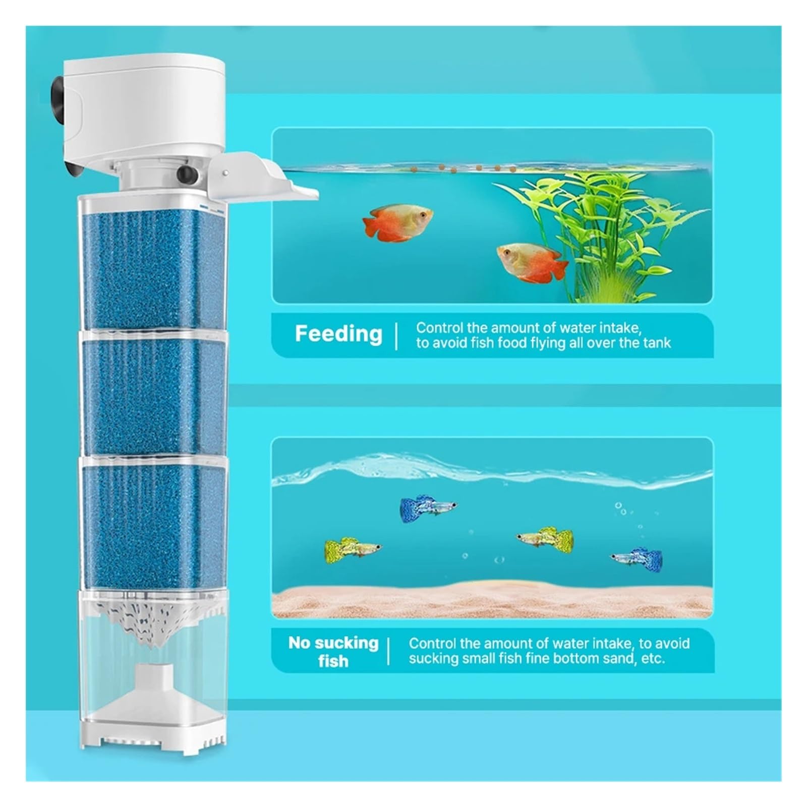 Aquarium-Innenfilter, Aquarium-Filterpumpe, tauchfähig, leise, Sauerstoffbelüfter, Wasserzirkulation, Wellenmacher | 35 W