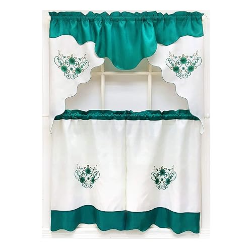 Teal Kitchen Curtains And Valances Set Amazon Com