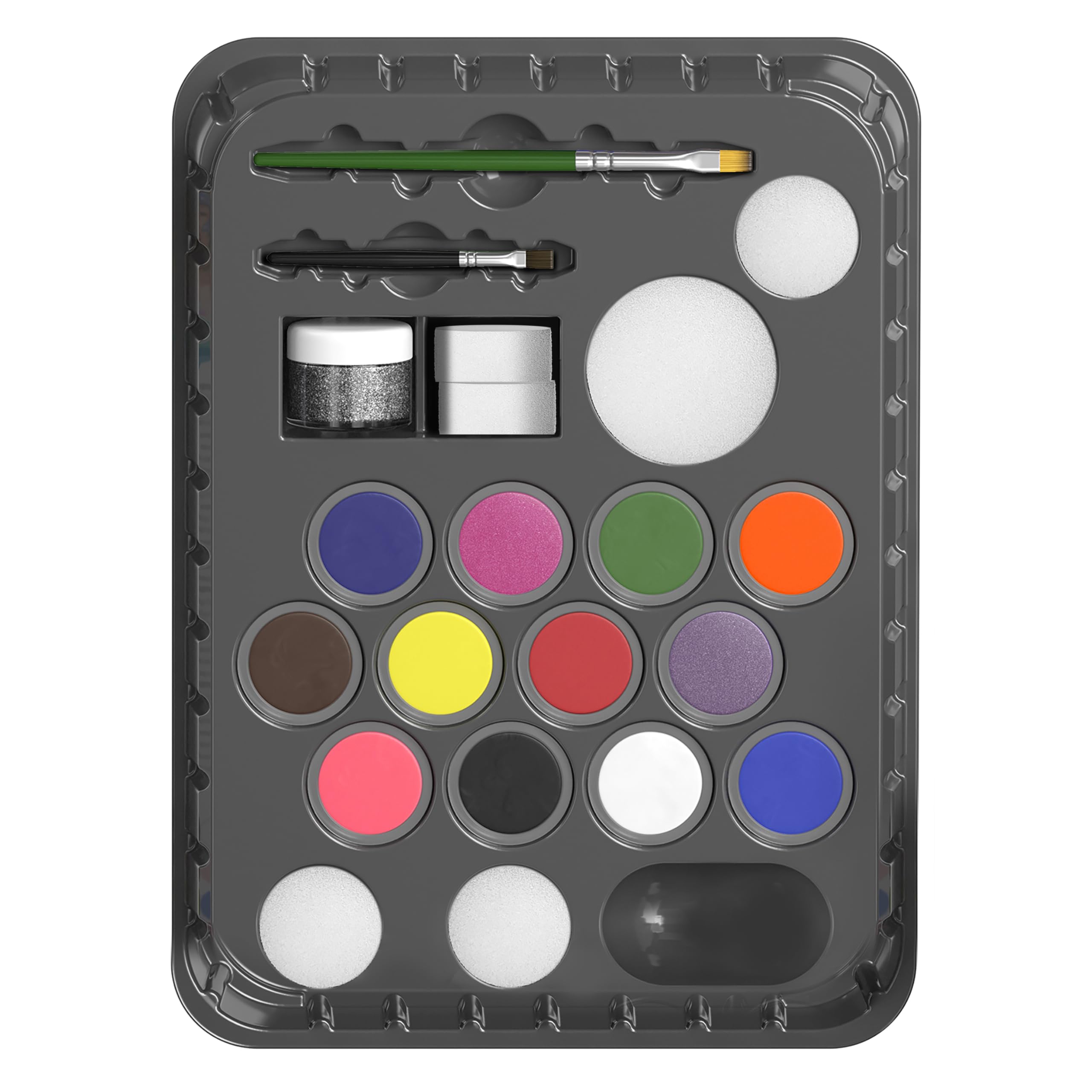Snazaroo Kit di pittura per il viso Ultimate Party Pack, tavolozza di 12 colori con pennello, spugna, bio-glitter e guida, atossico, a base d'acqua, facile applicazione per bambini, adulti, feste