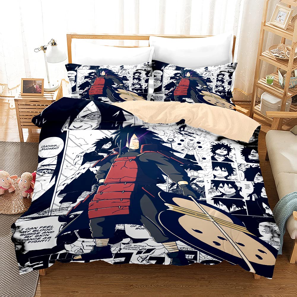 Amacigana Anime Ninja 3-Piece Duvet Cover Set Bedding Set Ultra Soft Reversible Breathable 3D Printed Microfiber Comforter Protector Cute Cartoon Bed Cover Set Pillowcases (03,Queen 90x90inch)
