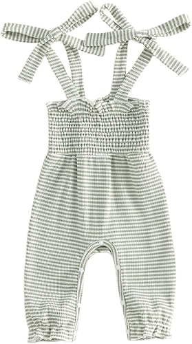 Sasaerucure Summer Clothes for Baby Girl 3 6 12 18 24 Months Waffle Striped Halt