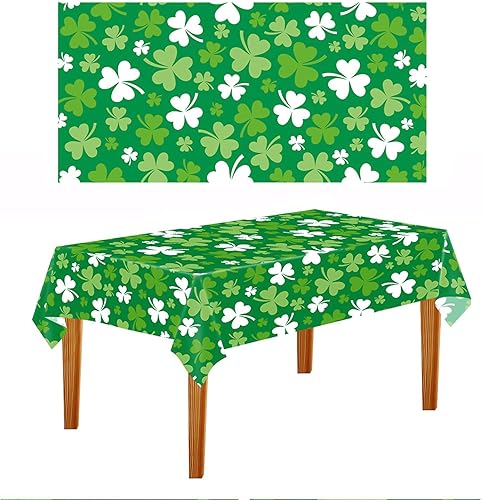Miniatura 7 de TIANKMER Mantel del Día de San Patricio de 60 x 102 pulgadas, mantel rectangular de trébol decorativo de cuatro hojas para decoración de cenas de