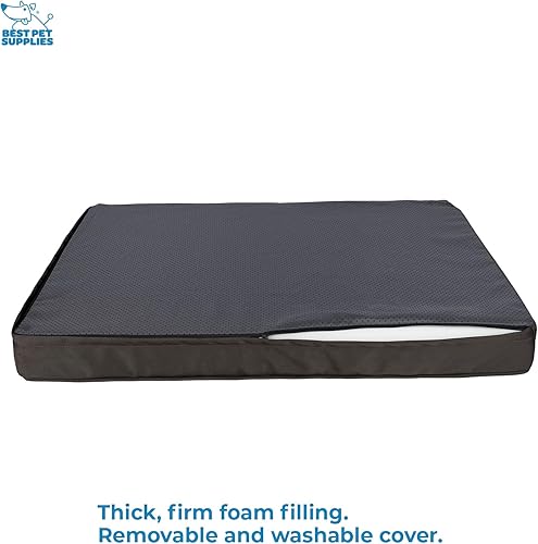 Miniatura 4 de Best Pet Supplies - Lindo colchón plano para cama de perro con exterior impermeable, relleno de espuma de huevo ortopédico grueso y funda de vellón