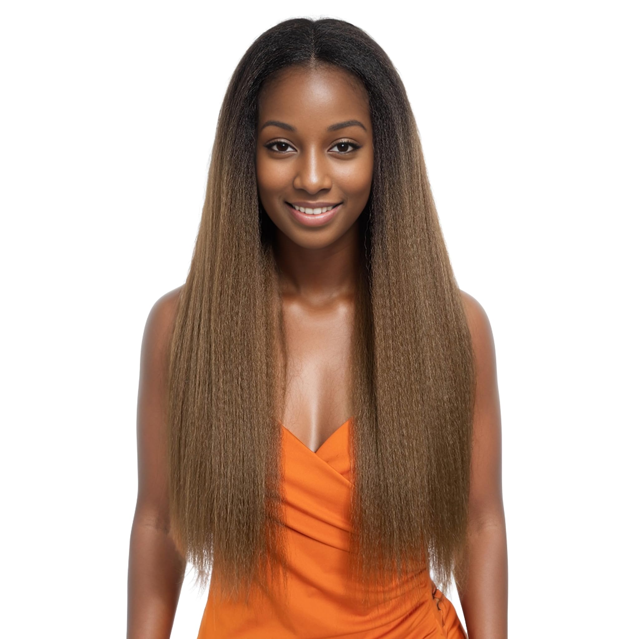 N BLE STAR Elegant Satr 150% Density 13 x 4 x 1 Yaki Synthetic Lace Front Wig Black Long Yaki Straight Hair Glueless Lace Front Wigs for Black Women 26 Inch TT6/30W#