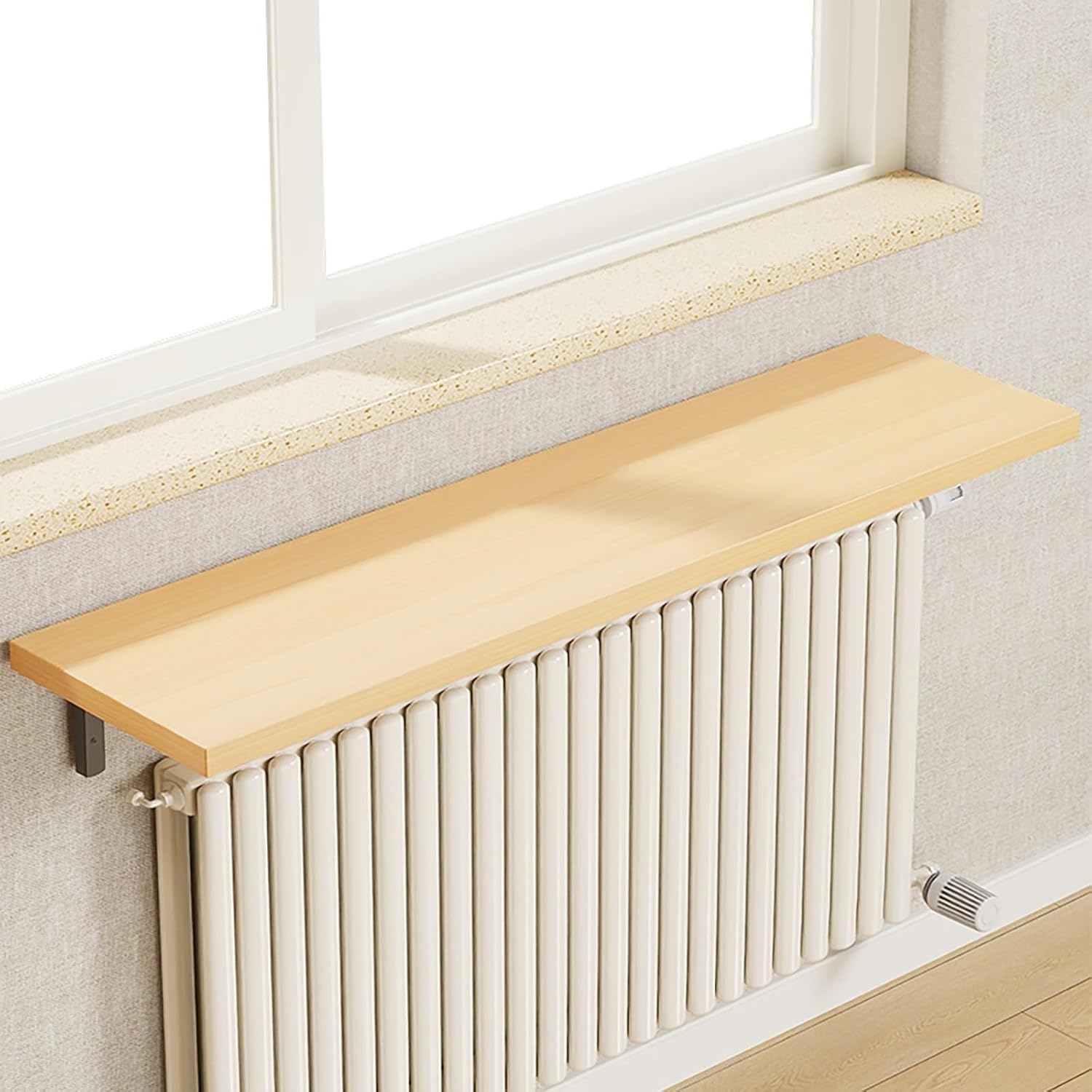 Schmales Holzheizkörperregal – einfach zu installierende Display-Konsole, Tisch, staubdichte und rauchfeste Abdeckung für Flur, Schlafzimmer, Wohnzimmer und Foyer (110 x 30 cm)